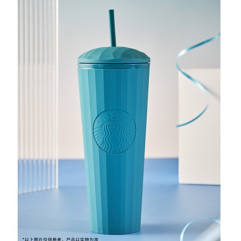 Starbucks China 2022 Christmas x1 blue green series - matte blue dome straw cups 24oz