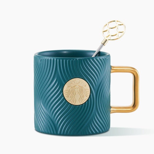 Starbucks China 2022 Christmas x1 blue green series - striped MUG 400ml