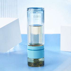 Starbucks China 2022 Christmas x1 blue green series -Tea water separation glass cup 270ml