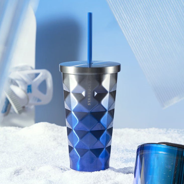 on sale Starbucks China 2022 Ski series - gradient blue Pineapple Stainless steel cup 473ml