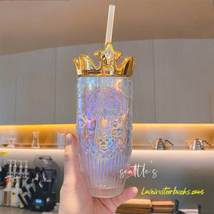 Starbucks China Colorful crown Straw Classic Glass cup