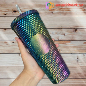 Starbucks China colorful oil slick 24oz studded straw cup