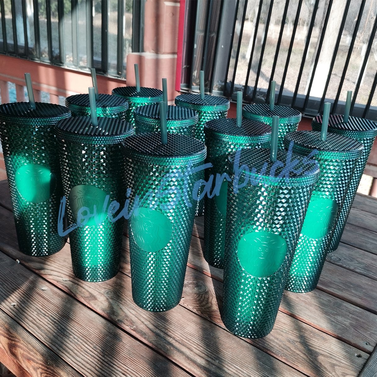 Starbucks China Green slick 24oz studded straw cup