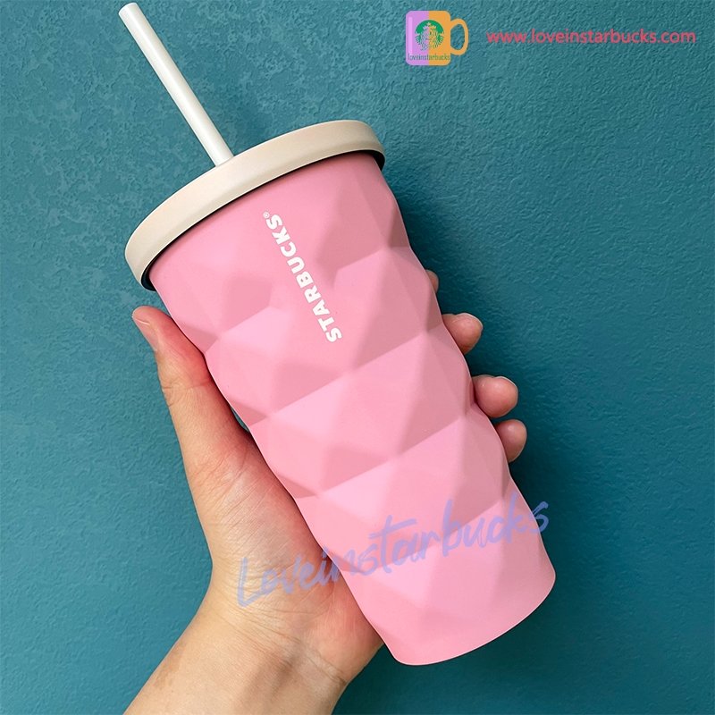 Starbucks 473ml/16oz Gradient Pink Double-Lid Stainless Steel Straw Cup