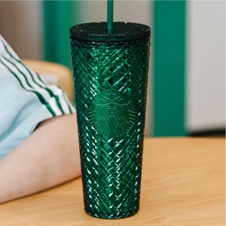 Starbucks Classic green jeweled straw cup 24oz