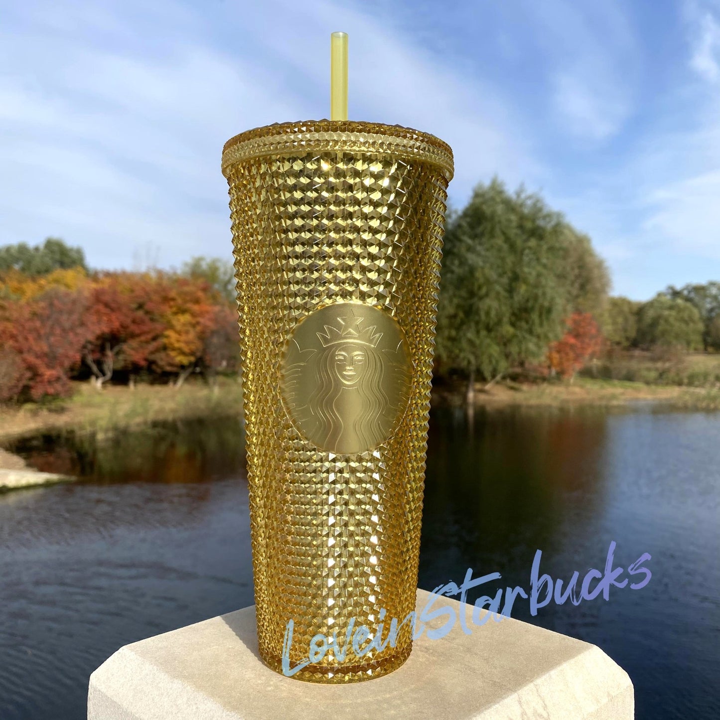 on sale Starbucks tumblers China Gold Studded Cold straw Cup 24oz