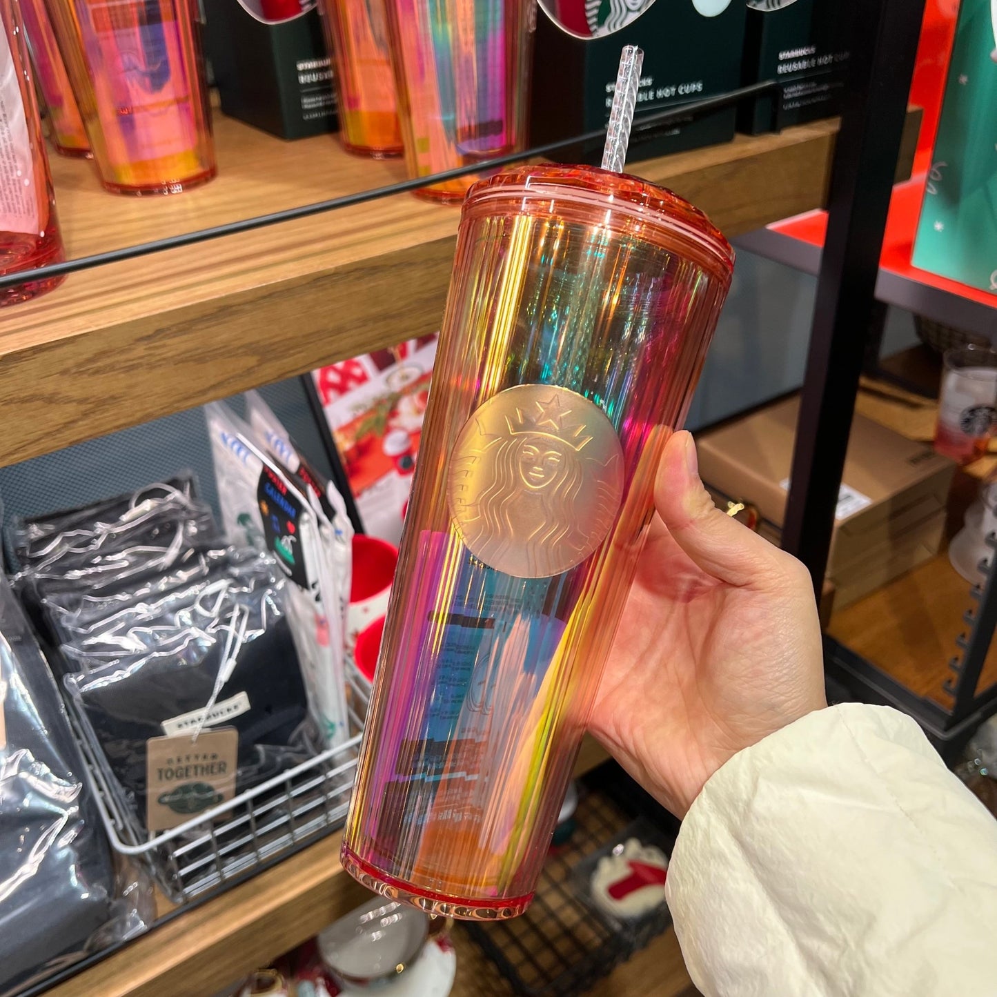 Starbucks Korea Orange dome Christmas slick 24oz straw cup