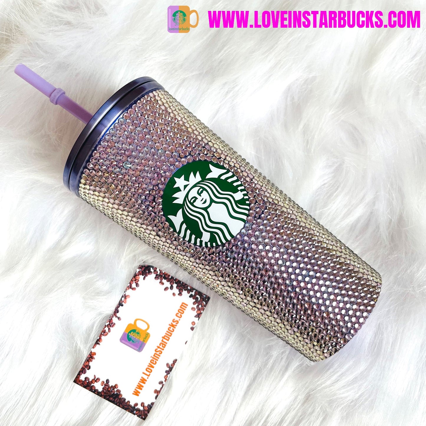 Starbucks purple rhinestones 16oz cold cup with original straw but without tag and without original box.