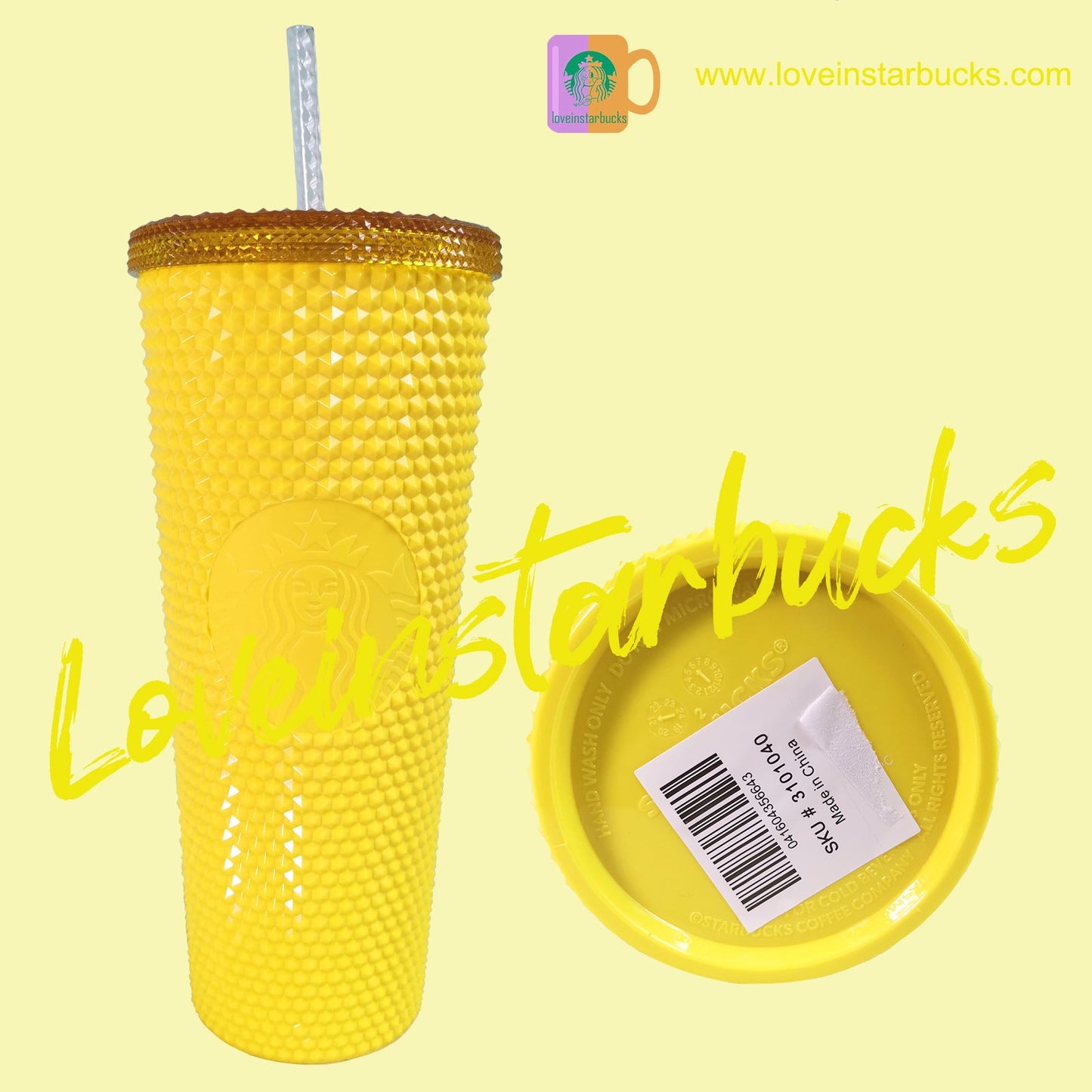 starbucks Taiwan bling yellow studded straw cup 24oz