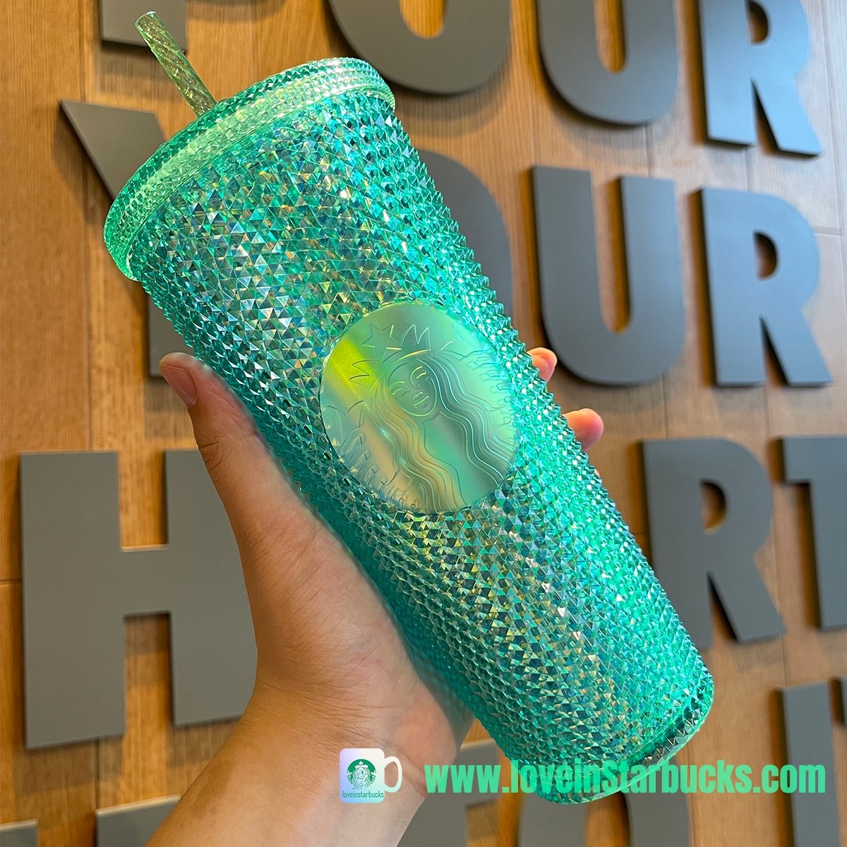 Starbucks Thailand bling green Studded 24oz cold cup