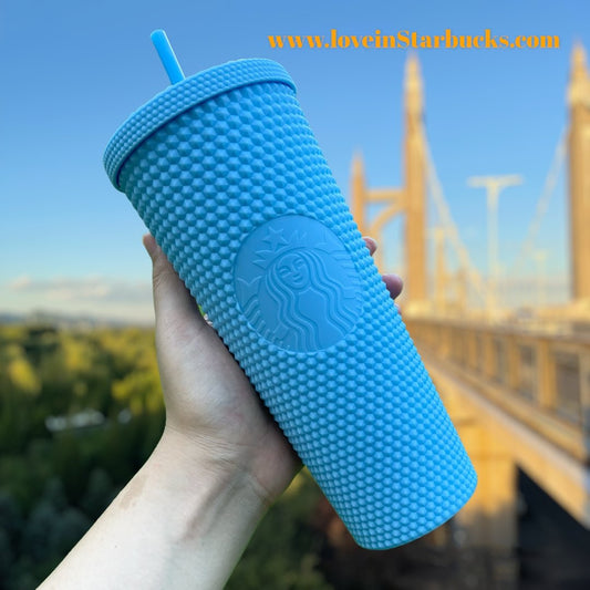 Starbucks Thailand sky blue Studded 24oz cold cup